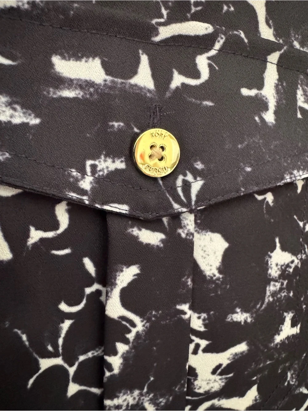 Tory Burch Black&White Printed Long Sleeve Button-Up Utility Shirt/ 4/ New